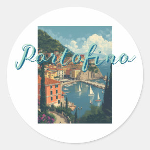 Vintage Style Portofino Genova Italy Classic Round Sticker
