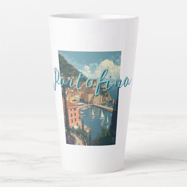 Vintage Style Portofino Genova Italy Latte Mug (Front)