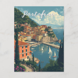 Vintage Style Portofino Genova Italy Postcard