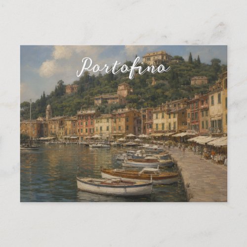 Vintage Style Portofino Genova Italy Postcard