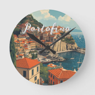 Vintage Style Portofino Genova Italy Round Clock