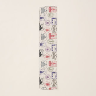 Vintage Style Postage Stamps Print - Long Scarf