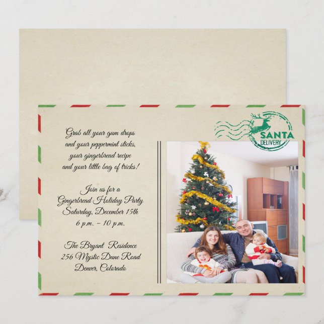 Vintage Style Postcard Holiday Celebraion Party (Front/Back)