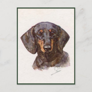Vintage Style Postcard With Cute Dachshund
