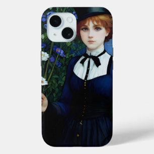 Vintage Style Pretty Dark Academy Girl Portrait iPhone 15 Case