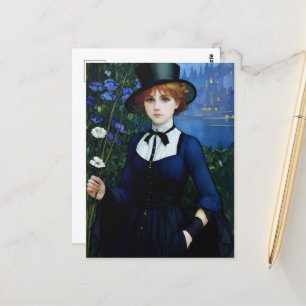 Vintage Style Pretty Dark Academy Girl Portrait Postcard