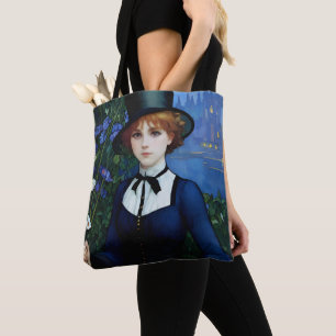 Vintage Style Pretty Dark Academy Girl Portrait Tote Bag