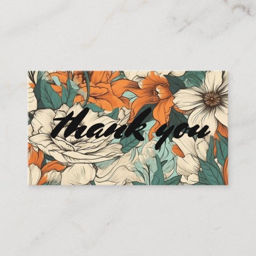 Vintage style pretty floral thank you enclosure card