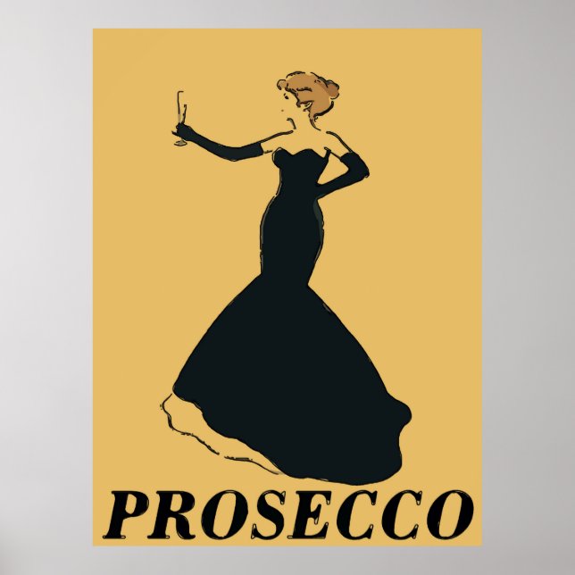 Vintage Style Prosecco Woman Poster (Front)