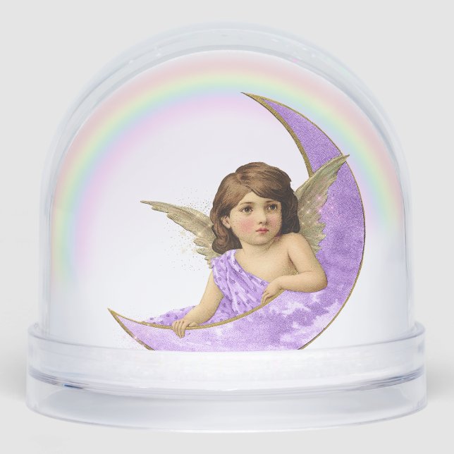 Vintage Style Purple Angel Snow Globe (Front)