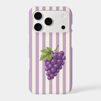 Vintage Style Purple Grapes on Lavender and Cream iPhone 17 Pro Case