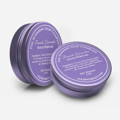 Vintage style purple with white text soap cosmetic classic round sticker