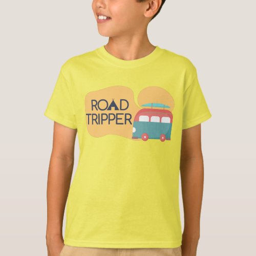 Vintage_style Recreational Car RV On A Road Trip T_Shirt