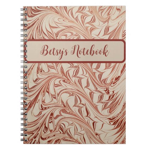 Vintage Style Red and Cream Marble Notebook