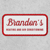 Vintage Style Red and White Business Name Patch (Front)
