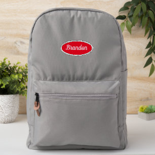 Vintage Style Red and White Name Patch