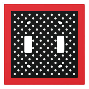 Vintage Style Red Border Black and White Polka Dot Light Switch Cover
