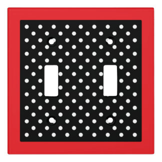 Vintage Style Red Border Black and White Polka Dot Light Switch Cover