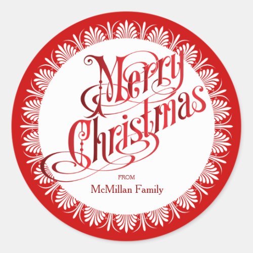 Vintage Style Red Christmas Classic Round Sticker