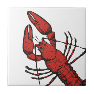 Vintage style red lobster design ceramic tile