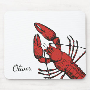 Vintage style red lobster design mouse pad