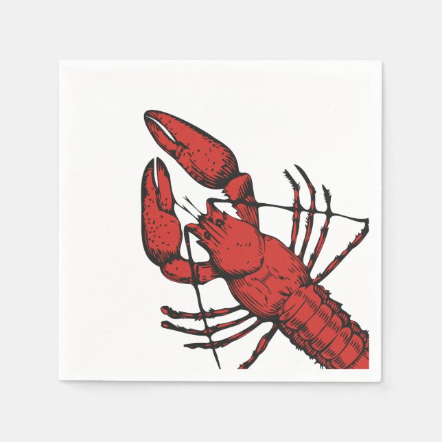 Vintage style red lobster design napkins (Front)