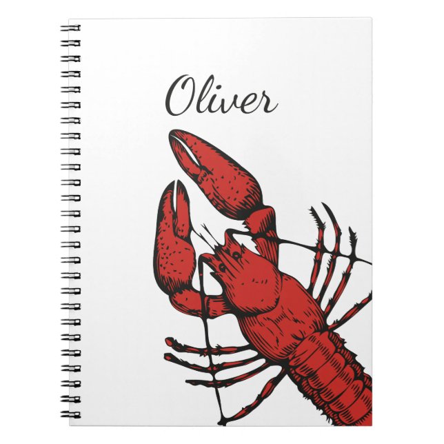 Vintage style red lobster design notebook (Front)
