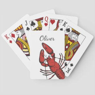 Vintage style red lobster design poker cards