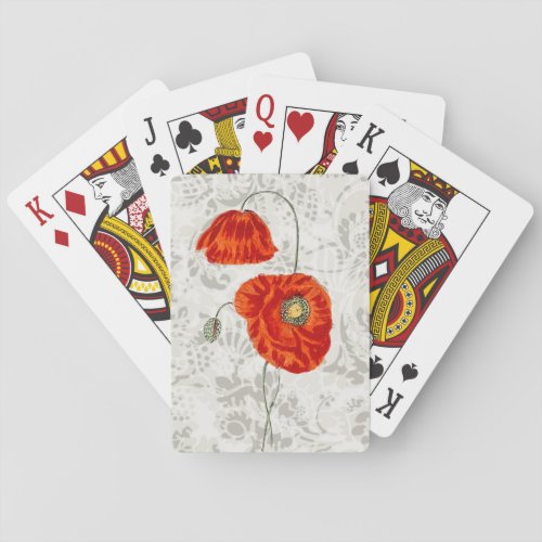 Vintage Style Red Poppy Flowers Playing Cards