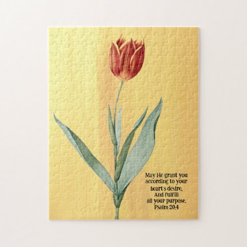 Vintage Style Red Tulip Flower Faith Puzzle