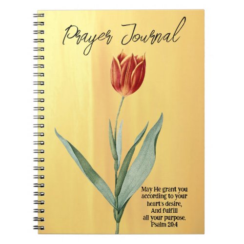 Vintage Style Red Tulip Flower Prayer Journal