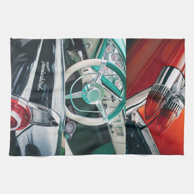 Vintage Style Retro Cars Kitchen Towel (Horizontal)
