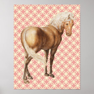 Vintage Style Retro Palomino Horse Art Poster