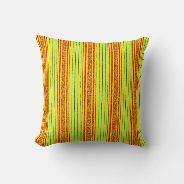 Vintage Style Retro Stripe Lime Orange Pillow (Front)