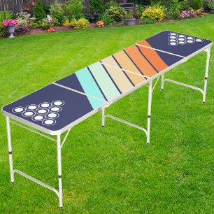 Vintage Style Retro Striped Beer Pong Table