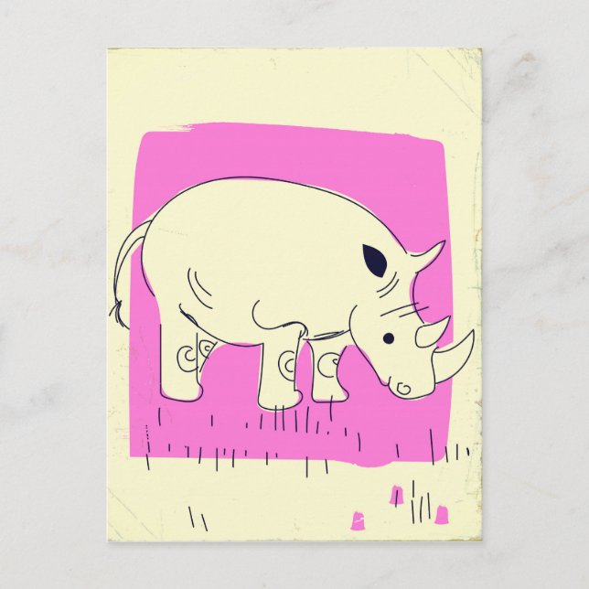 Vintage style Rhino cartoon Postcard (Front)