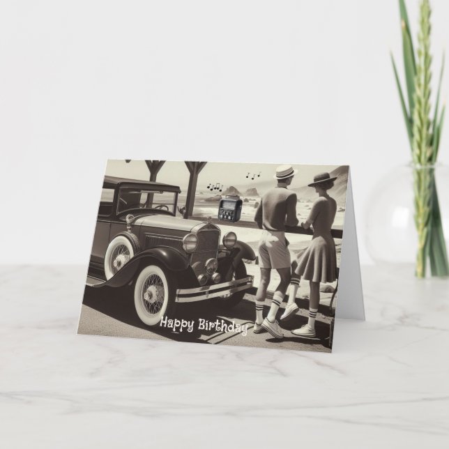 Vintage Style Road Trip Birthday Card (Front)