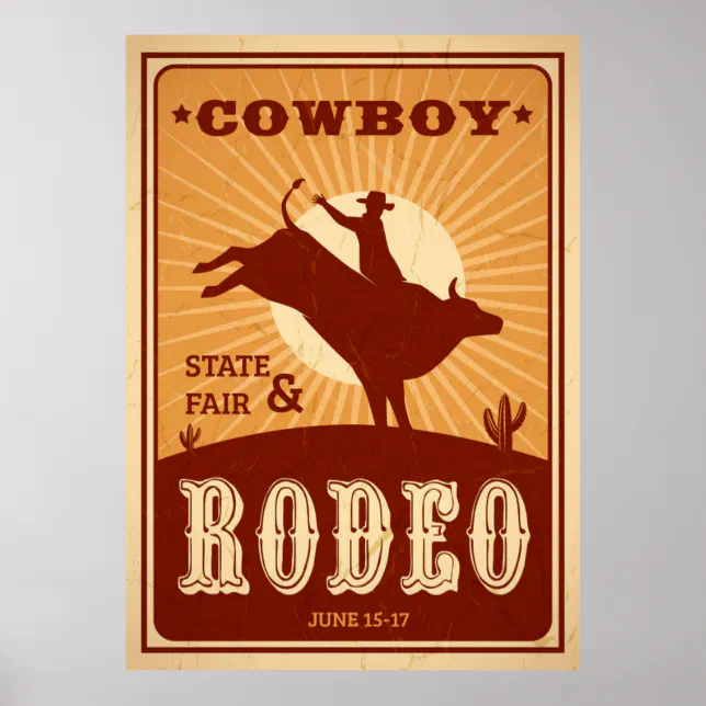 Vintage Style Rodeo Poster | Zazzle