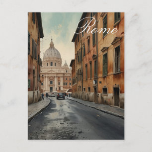 Vintage Style Rome Italian Travel Watercolor Holiday Postcard
