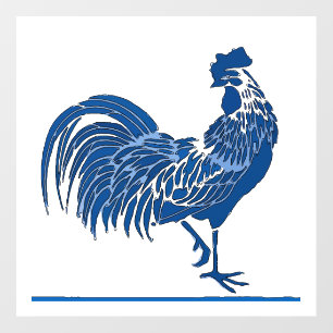 Vintage Style Rooster Blue Dutch Tile Decals