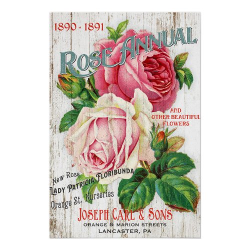 Vintage Style Rose Seed Catalog Poster