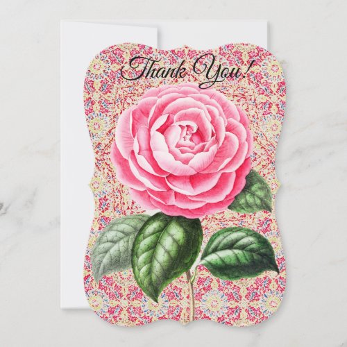 Vintage Style Rose Thank You Flat Card