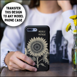 Vintage Style Rustic Monochromatic Sunflower Case-Mate iPhone 14 Case