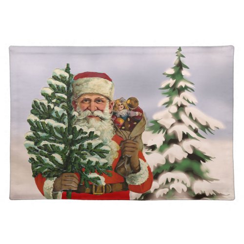Vintage style Santa Claus on winter background Placemat