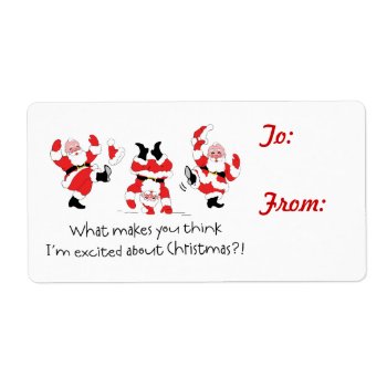 Vintage Style Santa Excited Christmas Gift Label by gingerbreadwishes at Zazzle
