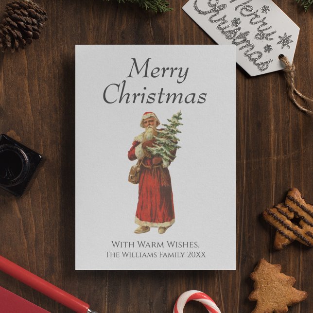 Vintage Style Santa Merry Christmas Holiday Card (Vintage Style Santa Tree Merry Christmas Holiday Card
)