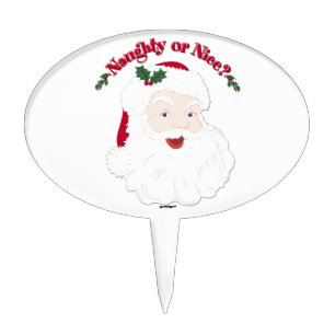 Vintage Style Santa Naughty or Nice? Cake Topper