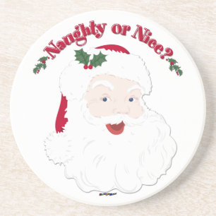 Vintage Style Santa Naughty or Nice? Drink Coaster