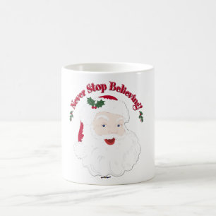 Vintage Style Santa Never Stop Believing Coffee Mug
