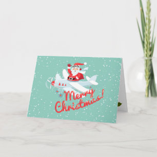 Vintage style Santa - pilot Christmas Holiday Card